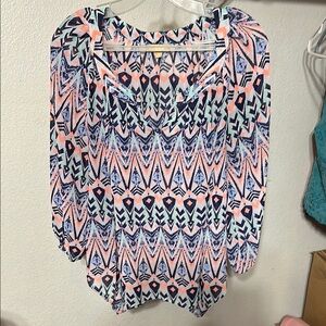 Takara  Asymmetrical Blouse with 3/4 Sleeves